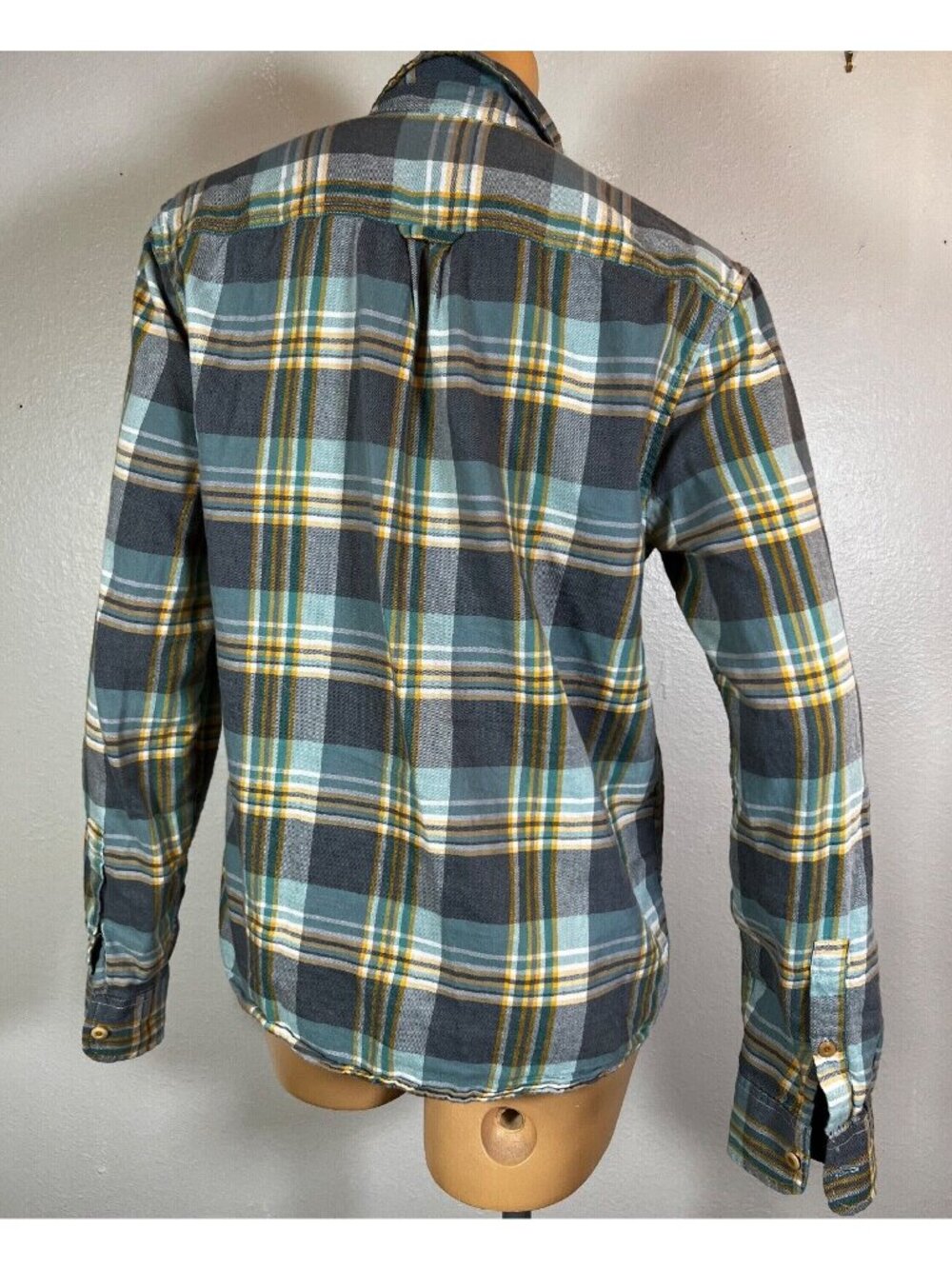 Lucky Brand Womens Button Down Shirt Sm Blue Long Sleeve Plaid Cotton Two Pocket - Picture 2 of 6